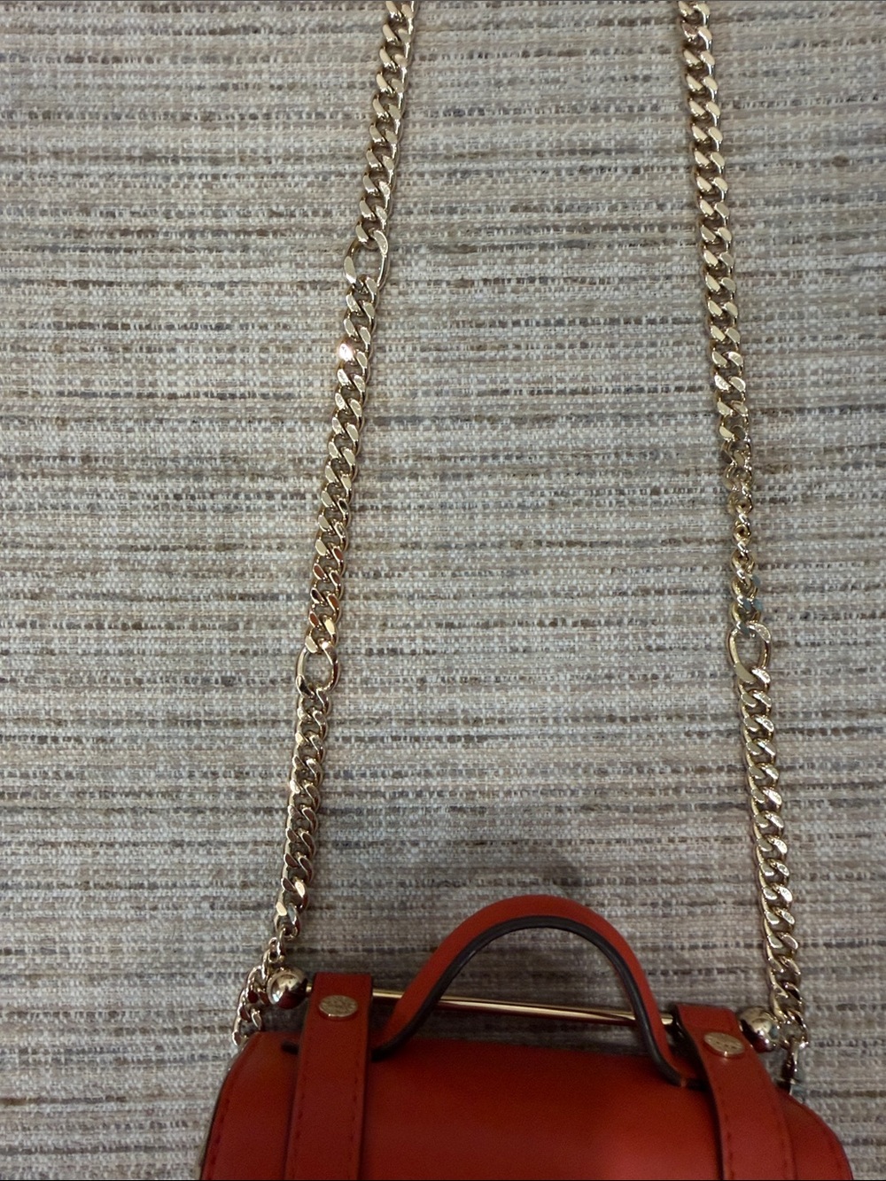 Strathberry Mini Crossbody in Burnt Orange with Gold Chain - Picture 5 of 16